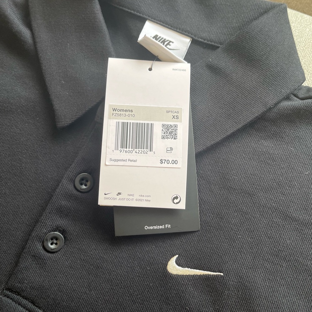 NWT Nike Sportswear Essential Women’s Oversized Long-Sleeve Polo XS Black - Picture 5 of 6